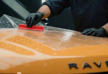 Car PPF paint protection film being applied in Riyadh