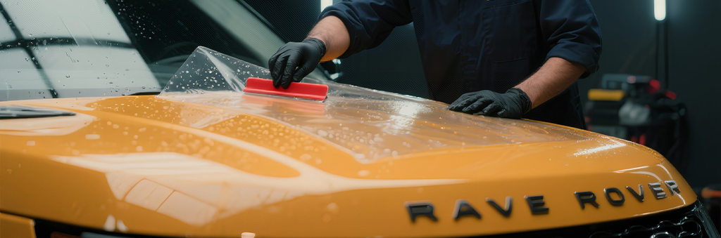 Car PPF paint protection film being applied in Riyadh
